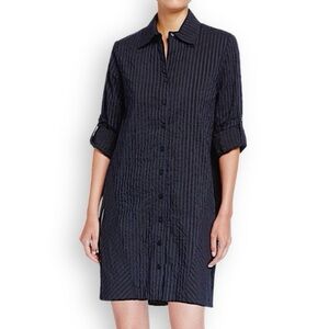 Finley Black/navy Striped seersucker dress